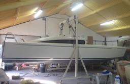 BLUE FLAME hull - the first boat nears completion